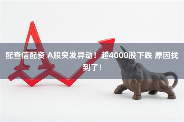 配查信配资 A股突发异动！超4000股下跌 原因找到了！