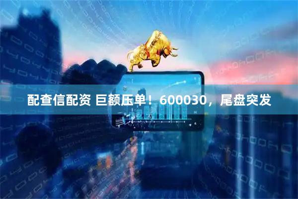 配查信配资 巨额压单!600030,尾盘突发